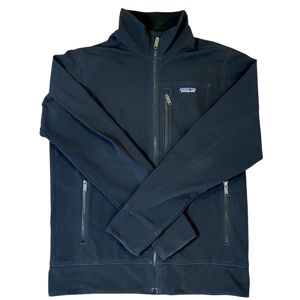Patagonia Sidesend Jacket Mens Medium Black Softshell Water Repellent Full Zip